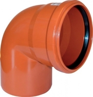 Отвод канализационный Ду-200 из полипропилена (под углом 90°) FLEXTRON® Наружная канализация (оранжевая)