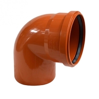 Отвод канализационный Ду-110 из полипропилена (под углом 90°)  FLEXTRON® Наружная канализация (оранжевая)